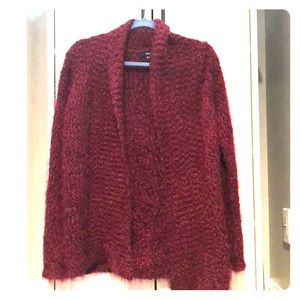 Medium-Sized Maroon Fuzzy Cardigan